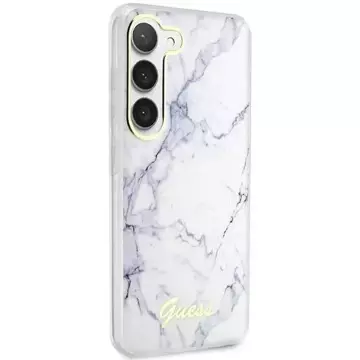 Pouzdro Guess GUHCS23SPCUMAH pro Samsung Galaxy S23 S911 bílé/bílé pevné pouzdro Marble