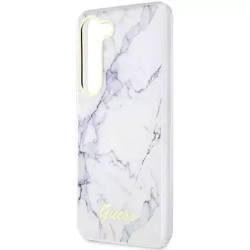 Pouzdro Guess GUHCS23SPCUMAH pro Samsung Galaxy S23 S911 bílé/bílé pevné pouzdro Marble