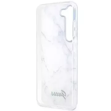 Pouzdro Guess GUHCS23SPCUMAH pro Samsung Galaxy S23 S911 bílé/bílé pevné pouzdro Marble