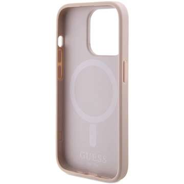 Pouzdro Guess GUHMP15LPSAHMCP pro iPhone 15 Pro 6,1" červený/růžový pevný obal Saffiano MagSafe