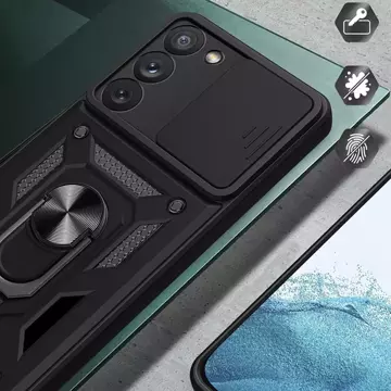 Pouzdro Hybrid Armor Camshield pro Samsung Galaxy S23 Plus pancéřový kryt s krytem fotoaparátu červený