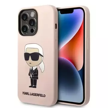 Pouzdro Karl Lagerfeld KLHMP14XSNIKBCP pro iPhone 14 Pro Max 6,7" ikonický silikonový pevný obal červený/růžový