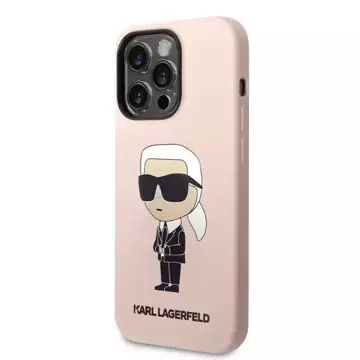 Pouzdro Karl Lagerfeld KLHMP14XSNIKBCP pro iPhone 14 Pro Max 6,7" ikonický silikonový pevný obal červený/růžový