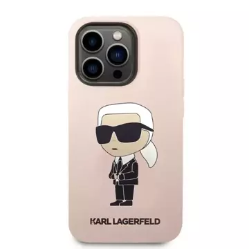 Pouzdro Karl Lagerfeld KLHMP14XSNIKBCP pro iPhone 14 Pro Max 6,7" ikonický silikonový pevný obal červený/růžový