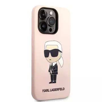 Pouzdro Karl Lagerfeld KLHMP14XSNIKBCP pro iPhone 14 Pro Max 6,7" ikonický silikonový pevný obal červený/růžový