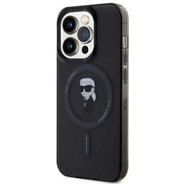 Pouzdro Karl Lagerfeld KLHMP15LHFCKNOK pro iPhone 15 Pro 6,1" černé/černé pevné pouzdro IML Iconic MagSafe