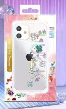 Pouzdro Kingxbar Lucky Series zdobené originálními krystaly Swarovski iPhone 12 mini transparentní (Clover)