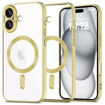 Pouzdro MagSafe Pouzdro pro iPhone 16 Glamour Luxury Slim Ring Cover Alogy Gold Transparent