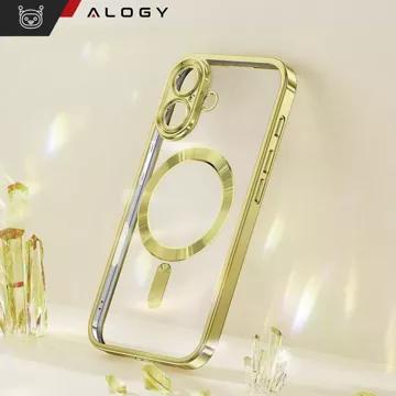 Pouzdro MagSafe Pouzdro pro iPhone 16 Glamour Luxury Slim Ring Cover Alogy Gold Transparent