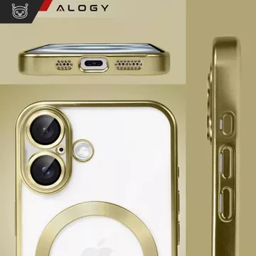 Pouzdro MagSafe Pouzdro pro iPhone 16 Glamour Luxury Slim Ring Cover Alogy Gold Transparent