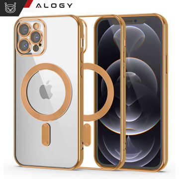 Pouzdro MagSafe pro Apple iPhone 14 Pro Max Alogy Glamour Luxury Ring pouzdro Transparentní zlato