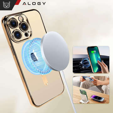 Pouzdro MagSafe pro Apple iPhone 14 Pro Max Alogy Glamour Luxury Ring pouzdro Transparentní zlato