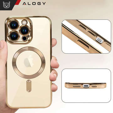 Pouzdro MagSafe pro Apple iPhone 14 Pro Max Alogy Glamour Luxury Ring pouzdro Zlaté průhledné sklo