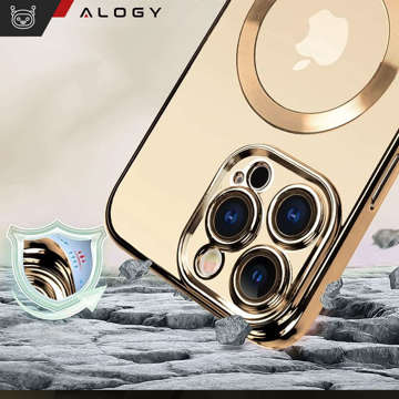 Pouzdro MagSafe pro Apple iPhone 14 Pro Max Alogy Glamour Luxury Ring pouzdro Zlaté průhledné sklo