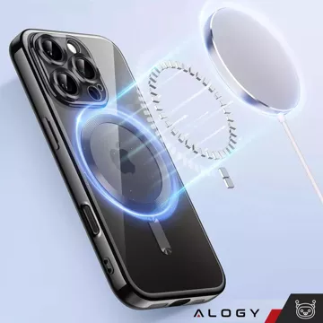 Pouzdro MagSafe pro Apple iPhone 16 Pro Luxusní prsten Alogy Glamour černé a průhledné