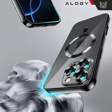 Pouzdro MagSafe pro Apple iPhone 16 Pro Max Alogy Glamour Luxusní prstencové pouzdro černé a průhledné