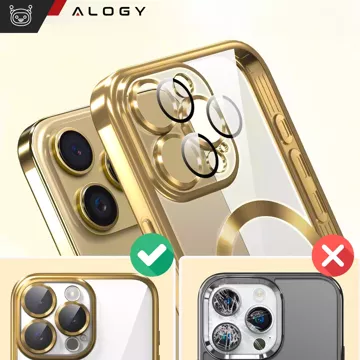 Pouzdro MagSafe pro Apple iPhone 16 Pro Max Alogy Glamour Pouzdro luxusního prstenu zlaté-průhledné