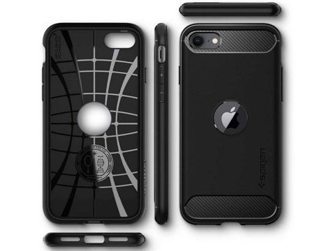 Pouzdro Spigen Rugged Armor pro Apple iPhone SE 2022/2020 Matte Black Alogy sklo