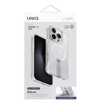 Pouzdro UNIQ Eleva s Vertica Stand pro iPhone 16 Pro 6,3" průhledné/lucentní čiré