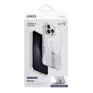 Pouzdro UNIQ Eleva s Vertica Stand pro iPhone 16 Pro Max 6,9" průhledné/lucentní čiré