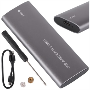 Pouzdro diskového adaptéru SSD Bay NGFF m.2 USB 3.1 USB-C Type-C 2230-2280 mm stříbrná