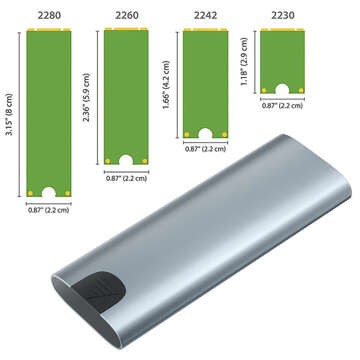 Pouzdro diskového adaptéru SSD Bay NGFF m.2 USB 3.1 USB-C Type-C 2230-2280 mm stříbrná