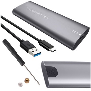 Pouzdro diskového adaptéru SSD Bay NGFF m.2 USB 3.1 USB-C Type-C 2230-2280 mm stříbrná