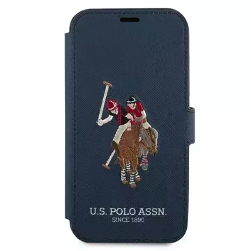 Pouzdro na knížkový telefon US Polo Embroidery Collection iPhone 12 Pro Max 6,7" námořnická modř/námořnická