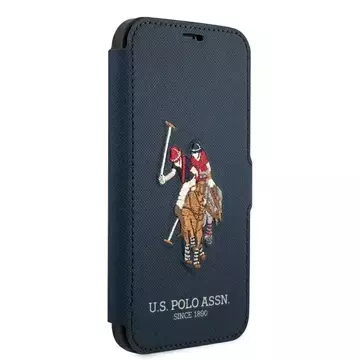 Pouzdro na knížkový telefon US Polo Embroidery Collection iPhone 12 Pro Max 6,7" námořnická modř/námořnická