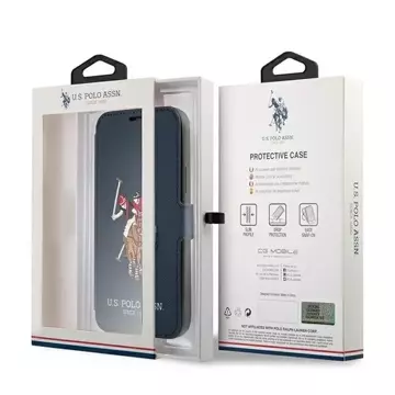 Pouzdro na knížkový telefon US Polo Embroidery Collection iPhone 12 Pro Max 6,7" námořnická modř/námořnická