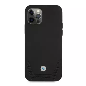 Pouzdro na telefon BMW BMHCP12LRSWPK pro Apple iPhone 12 Pro Max 6,7" černé/černé pevné pouzdro z kůže perforované