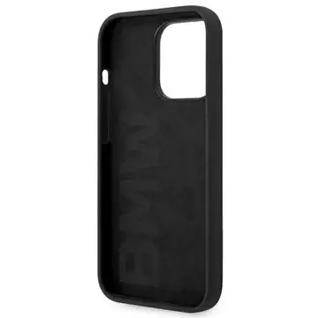 Pouzdro na telefon BMW BMHCP14LSILBK pro Apple iPhone 14 Pro 6,1" černo/černé silikonové kovové logo