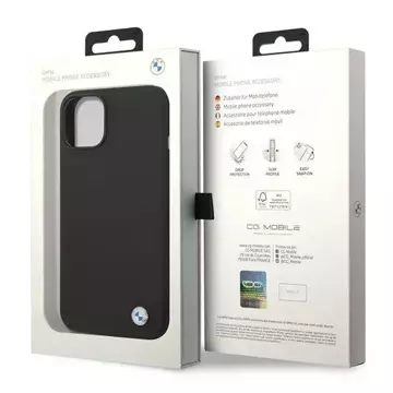 Pouzdro na telefon BMW BMHCP14MSILBK pro Apple iPhone 14 Plus 6,7" černo/černé silikonové kovové logo