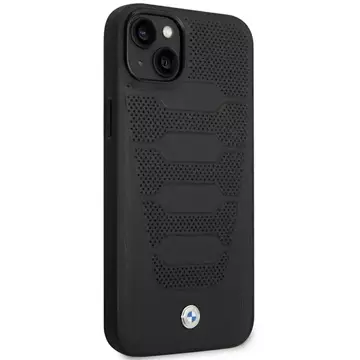 Pouzdro na telefon BMW BMHCP14S22RPSK pro Apple iPhone 14 6,1" černá/černá se vzorem kožených sedadel