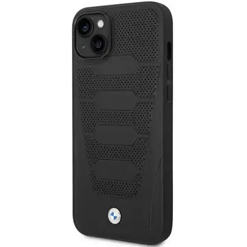 Pouzdro na telefon BMW BMHCP14S22RPSK pro Apple iPhone 14 6,1" černá/černá se vzorem kožených sedadel