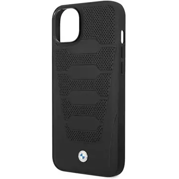 Pouzdro na telefon BMW BMHCP14S22RPSK pro Apple iPhone 14 6,1" černá/černá se vzorem kožených sedadel