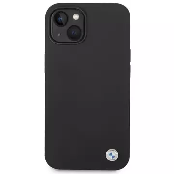 Pouzdro na telefon BMW BMHCP14SSILBK pro Apple iPhone 14 6,1" černo/černé silikonové kovové logo