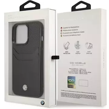 Pouzdro na telefon BMW BMHCP14X22RSEPK pro Apple iPhone 14 Pro Max 6,7" černo/černý kožený slot na kartu