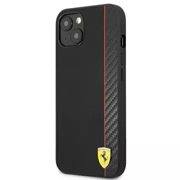 Pouzdro na telefon Ferrari iPhone 13 mini 5,4" černo/černé pevné pouzdro On Track Carbon Stripe