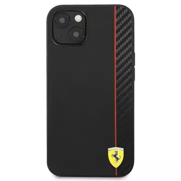 Pouzdro na telefon Ferrari iPhone 13 mini 5,4" černo/černé pevné pouzdro On Track Carbon Stripe