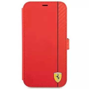 Pouzdro na telefon Ferrari iPhone 13 mini 5,4" červená/červená kniha On Track Carbon Stripe