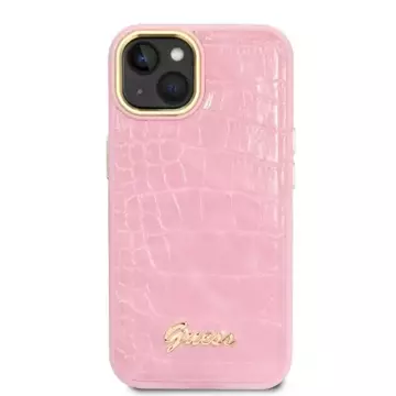 Pouzdro na telefon Guess GUHCP14MHGCRHP pro Apple iPhone 14 Plus 6,7" růžové/růžové pevné pouzdro Croco Collection