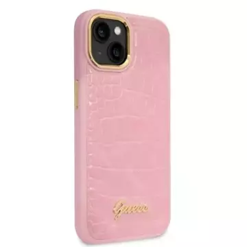 Pouzdro na telefon Guess GUHCP14MHGCRHP pro Apple iPhone 14 Plus 6,7" růžové/růžové pevné pouzdro Croco Collection