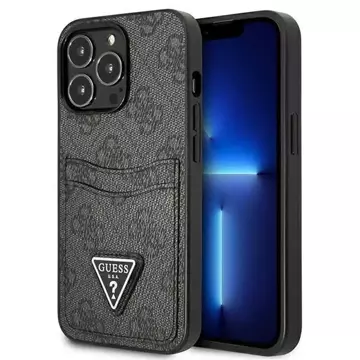 Pouzdro na telefon Guess pro iPhone 13 Pro / 13 6,1" černý/černý pevný obal 4G Triangle Logo Cardslot