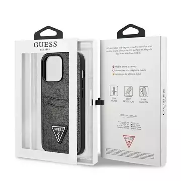 Pouzdro na telefon Guess pro iPhone 13 Pro / 13 6,1" černý/černý pevný obal 4G Triangle Logo Cardslot