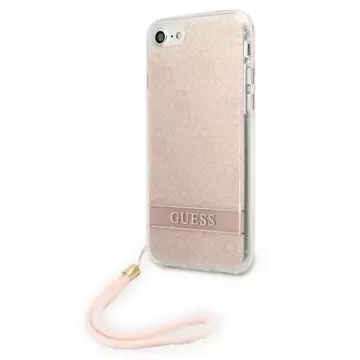 Pouzdro na telefon Guess pro iPhone SE 2022 / SE 2020 / 7/ 8 růžové/růžové pevné pouzdro 4G Print Strap