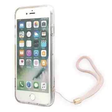 Pouzdro na telefon Guess pro iPhone SE 2022 / SE 2020 / 7/ 8 růžové/růžové pevné pouzdro 4G Print Strap