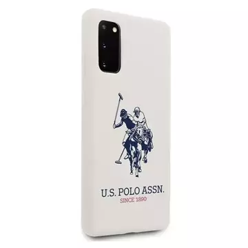 Pouzdro na telefon US Polo Silicone Collection pro Samsung Galaxy S20 bílá/bílá