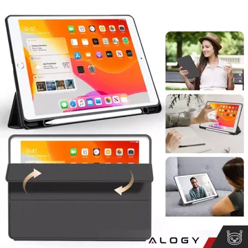 Pouzdro pro Apple iPad 10.2 9 Gen 8/7 2021/2020/2019 Smart Pencil Case Alogy TPU Kryt na tablet černý