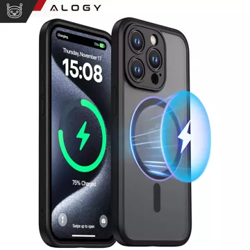 Pouzdro pro Apple iPhone 15 Pro Alogy MagSafe Hybrid Matte Case Matný kryt s ochranou objektivu černé sklo